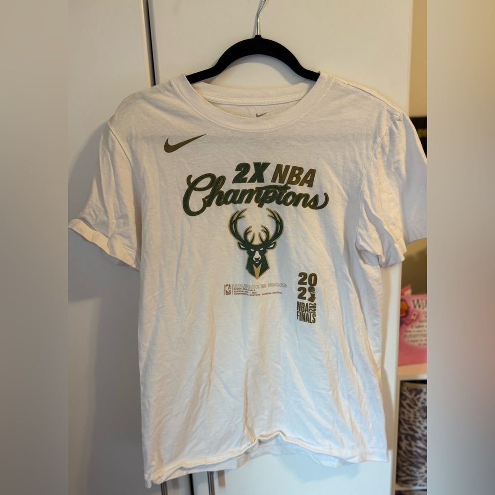 Nike White Bucks 2X Champions Short Sleeve Tee